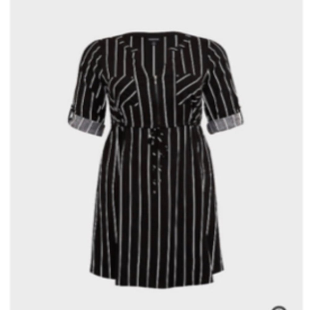 Torrid Black Stripe Challis Shirt Dress - Size 00